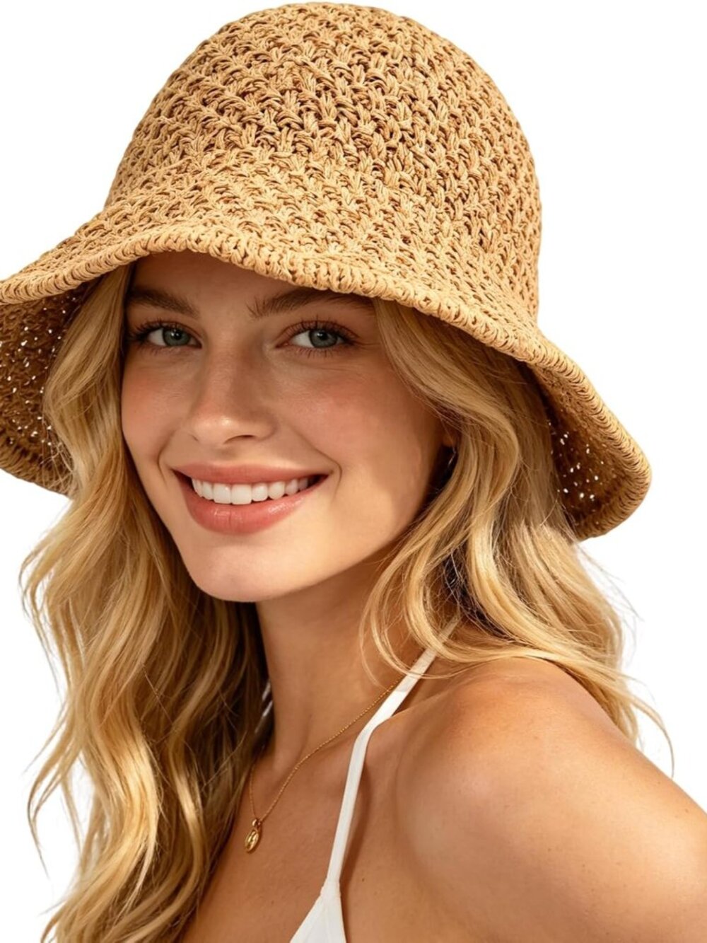 Sun Hat for Women Summer Straw Beach Hats Floppy Crochet Hat UV Protection Trave